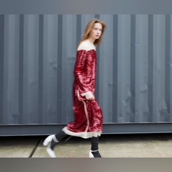 LIMITED EDITION- BLOGGER'S FAVE! SEQUIN CHIFFON DRESS ZW COLLECTION - Picture 15 of 16